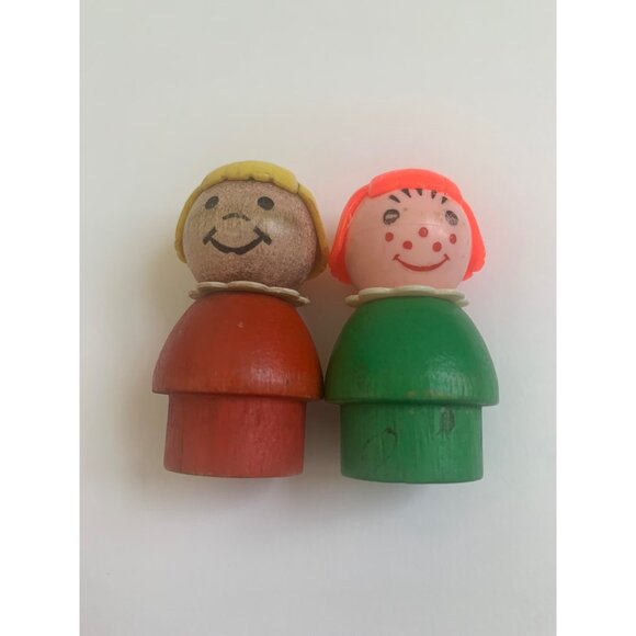Vintage Fisher Price Little People Wood Head & Body Figures  Set Of‎ 2 1970/80s - Picture 6 of 7
